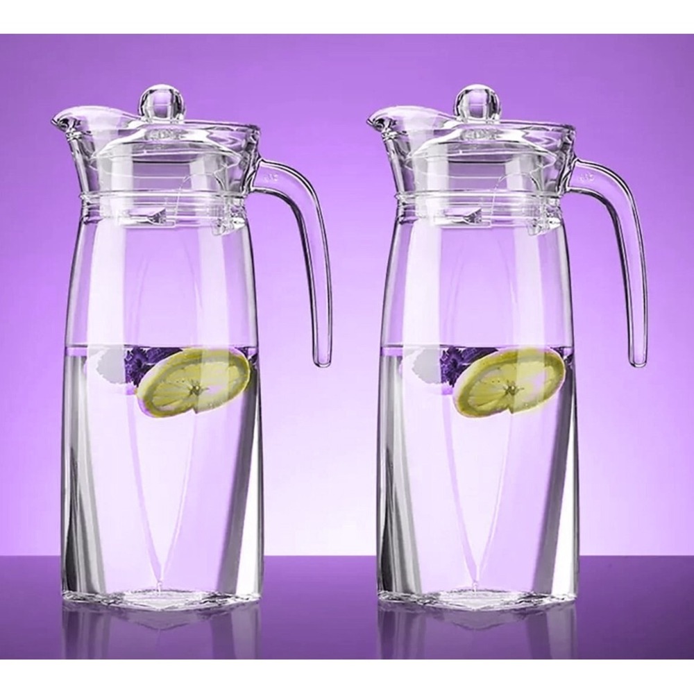 Pitcher & Lid Acrylic TWO Pack and Spout 42 Oz Clear Plastic Water Pitcher #092